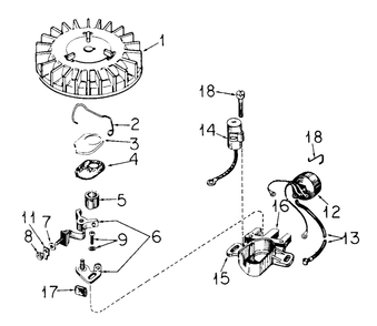 Magneto (W/Id No. 3080010u009521 And Above) Diagram and Parts List for 3080010U008001 (3080010U017296)(1976 & 1983) Cub Cadet Snow Blower